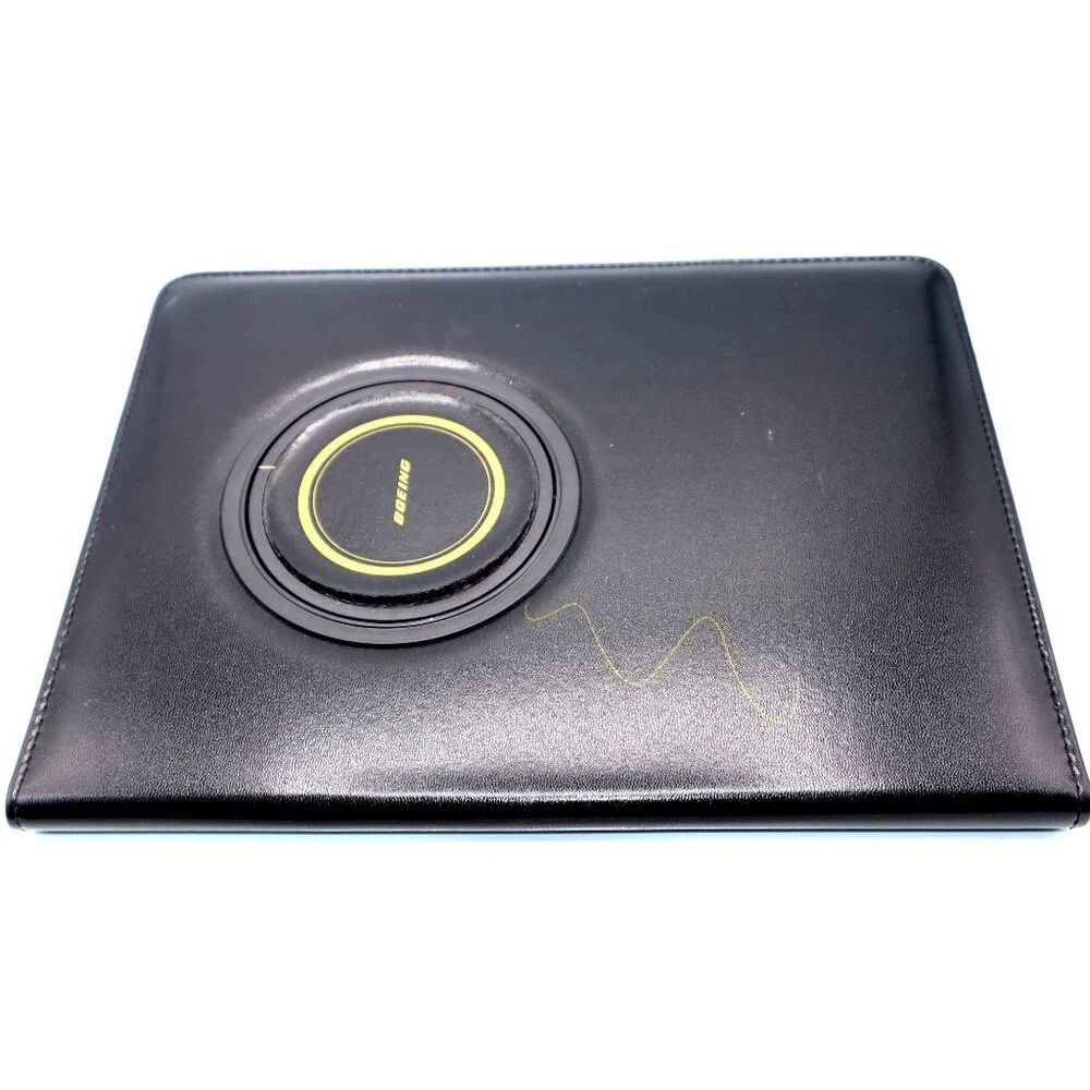 Boeing Black Leather Folio Tablet Case | Travel Business Work Organizer Essentia